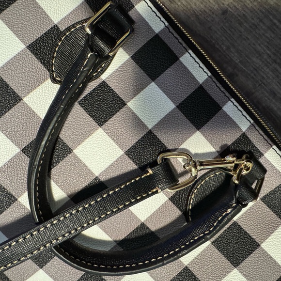 Dooney & Bourke Black and White Checkered Satchel - Picture 4 of 6